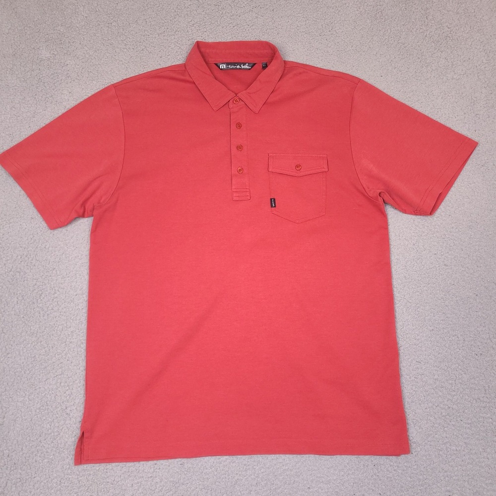 Travis Mathew‎ Polo Shirt Mens XL Red Performance Golf Pima Cotton Blend Pocket